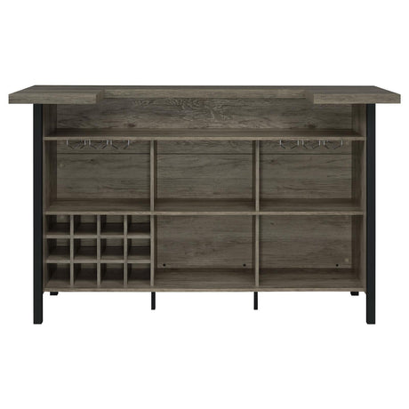 Bellemore Gray Driftwood and Black Bar Unit with Footrest from Coaster - Luna Furniture