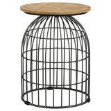 Bernardo Round Accent Table with Bird Cage Base Natural and Gunmetal - 935860 - Luna Furniture