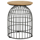Bernardo Natural and Gunmetal Round Accent Table with Bird Cage Base from Coaster - Luna Furniture