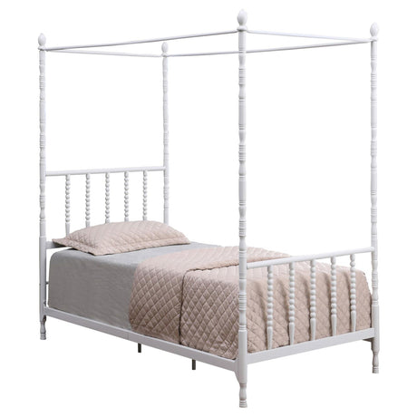 Betony Twin Canopy Bed White - 406055T - Luna Furniture