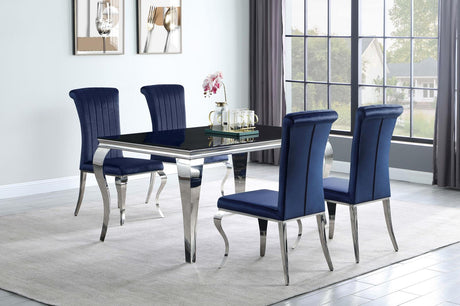 Betty Upholstered Side Chairs Ink Blue and Chrome (Set of 4) - 105077 - Luna Furniture