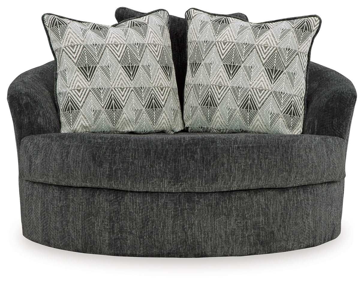 Biddeford Ebony Oversized Swivel Accent Chair - 3550421 - Luna Furniture