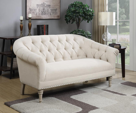 Billie Tufted Back Settee with Roll Arm Natural - 902498 - Luna Furniture