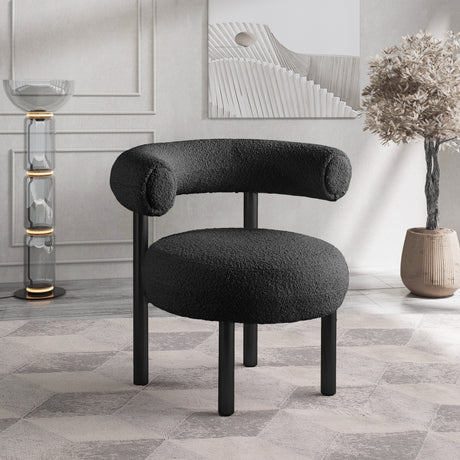 Black Bordeaux Boucle Fabric Accent Chair - 495Black - Luna Furniture