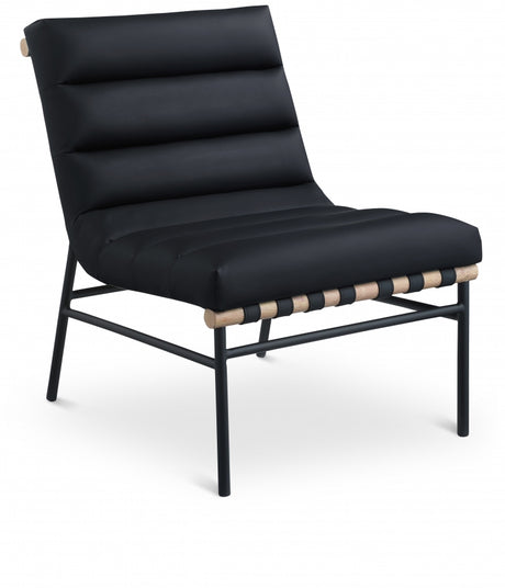 Black Burke Faux Leather Accent Chair - 411Black - Luna Furniture