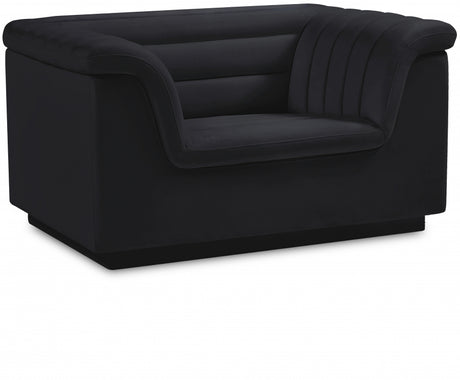 Black Cascade Velvet Fabric Chair - 192Black-C - Luna Furniture