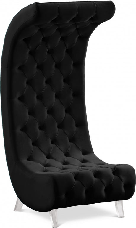 Black Crescent Velvet Chair - 568Black-C - Luna Furniture
