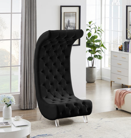 Black Crescent Velvet Chair - 568Black-C - Luna Furniture