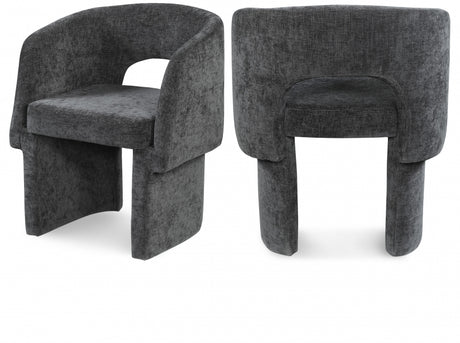Black Emmet Chenille Fabric Dining Chair / Accent Chair - 439Black-C - Luna Furniture