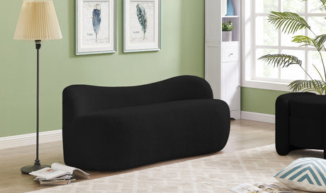 Black Flair Boucle Fabric Bench - 119Black - Luna Furniture