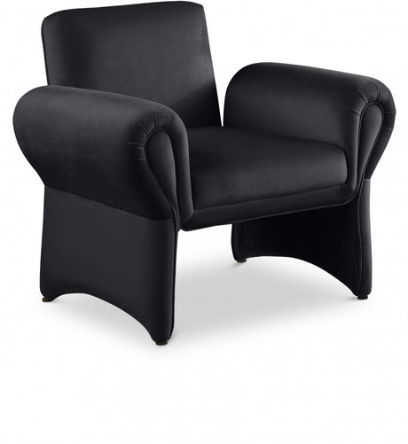Black Fleurette Velvet Accent Chair - 409Black - Luna Furniture
