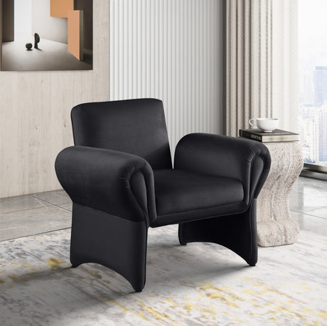 Black Fleurette Velvet Accent Chair - 409Black - Luna Furniture