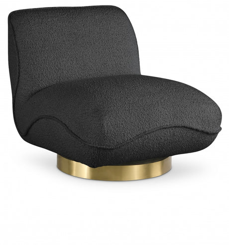 Black Geneva Boucle Fabric Swivel Accent Chair - 492Black - Luna Furniture