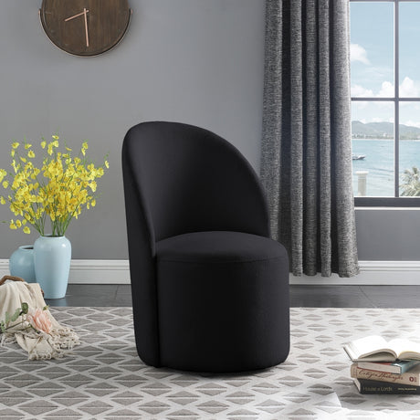 Black Hautely Boucle Fabric Accent | Dining Chair - 528Black - Luna Furniture