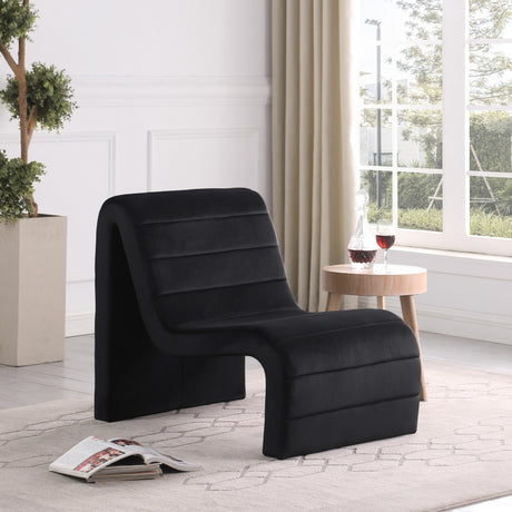 Black Ivy Velvet Accent Chair - 403Black - Luna Furniture