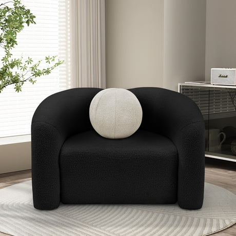 Black Kali Faux Shearling Teddy Fabric Chair - 186Black-C - Luna Furniture