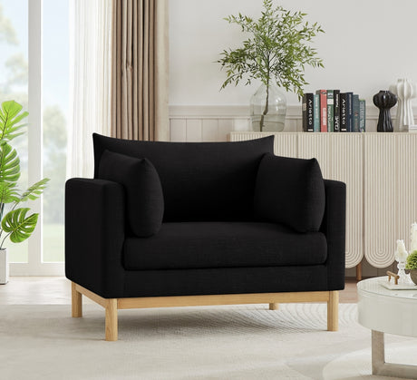 Black Langham Linen Textured Fabric Chair - 157Black-C - Luna Furniture