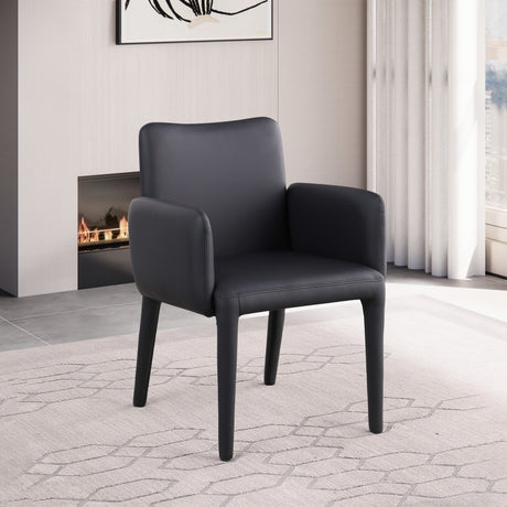 Black Pelle Faux Leather Dining Chair / Accent Chair - 711Black-C - Luna Furniture