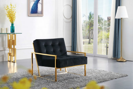 Black Pierre Velvet Accent Chair - 523Black - Luna Furniture