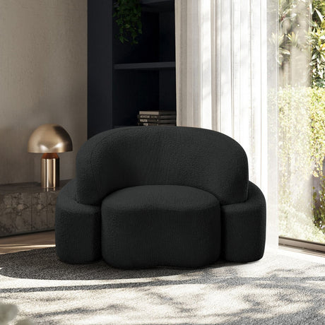 Black Principessa Boucle Fabric Living Room Chair - 108Black-C - Luna Furniture