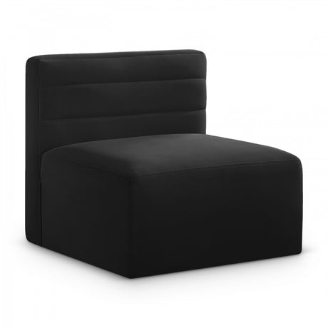Black Quincy Velvet Modular Cloud-Like Comfort Armless Chair - 677Black-Armless - Luna Furniture