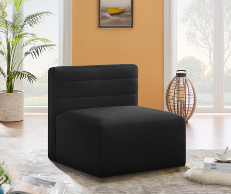 Black Quincy Velvet Modular Cloud-Like Comfort Armless Chair - 677Black-Armless - Luna Furniture