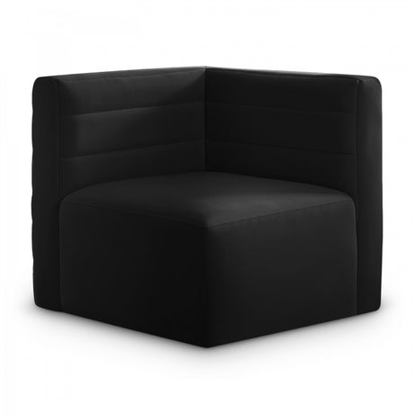 Black Quincy Velvet Modular Cloud-Like Comfort Corner Chair - 677Black-Corner - Luna Furniture