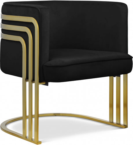 Black Rays Velvet Accent Chair - 533Black - Luna Furniture