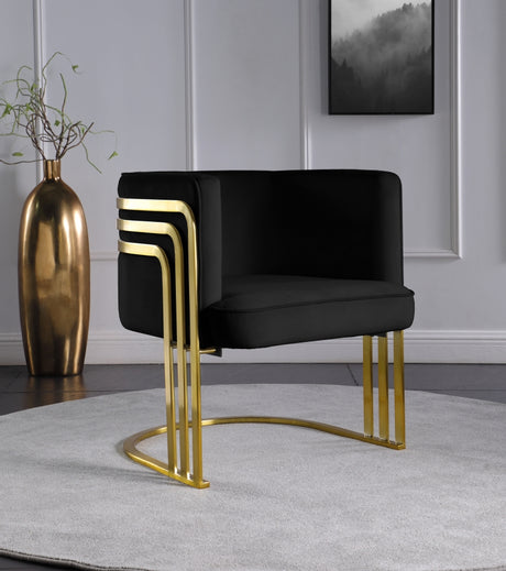 Black Rays Velvet Accent Chair - 533Black - Luna Furniture