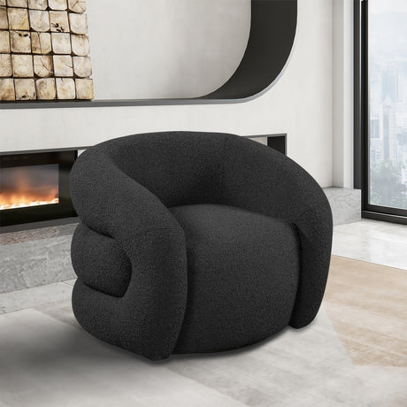 Black Roxbury Boucle Fabric Dining Chair / Accent Chair - 473Black - Luna Furniture