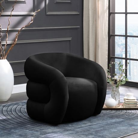 Black Roxbury Velvet Accent Chair - 525Black - Luna Furniture