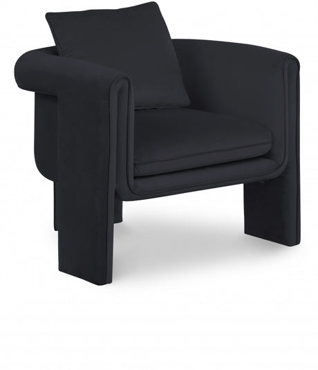 Black Sloan Velvet Accent Chair - 424Black - Luna Furniture