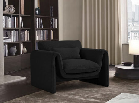 Black Stylus Boucle Fabric Chair - 198Black-C - Luna Furniture