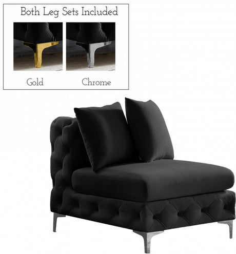 Black Tremblay Velvet Modular Armless Chair - 686Black-Armless - Luna Furniture
