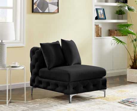 Black Tremblay Velvet Modular Armless Chair - 686Black-Armless - Luna Furniture
