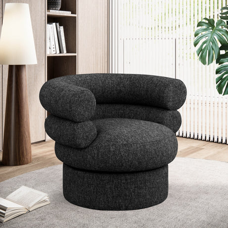 Black Valentina Linen Textured Fabric Accent Chair - 570Black - Luna Furniture