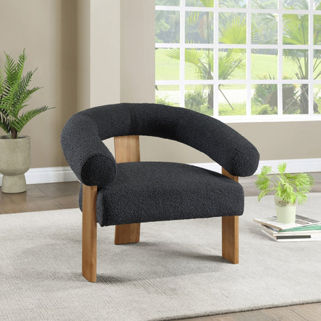 Black Winston Boucle Fabric Accent Chair - 496Black - Luna Furniture