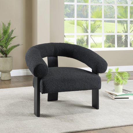 Black Winston Boucle Fabric Accent Chair - 497Black - Luna Furniture
