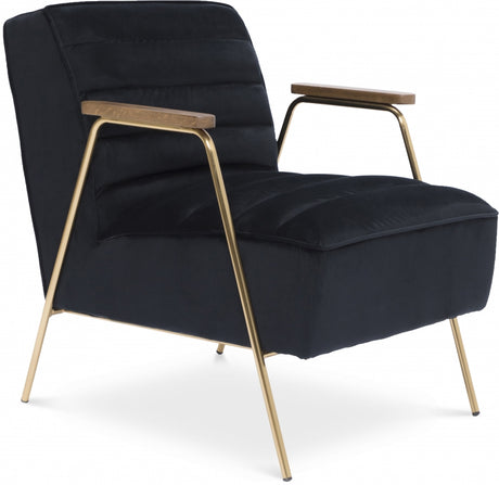 Black Woodford Velvet Accent Chair - 521Black - Luna Furniture