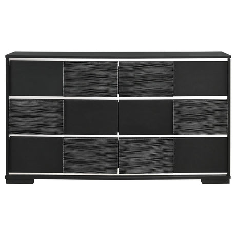 Blacktoft Black 6-Drawer Dresser with Mirror from Coaster - Luna Furniture