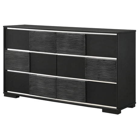 Blacktoft Black 6-Drawer Dresser with Mirror from Coaster - Luna Furniture