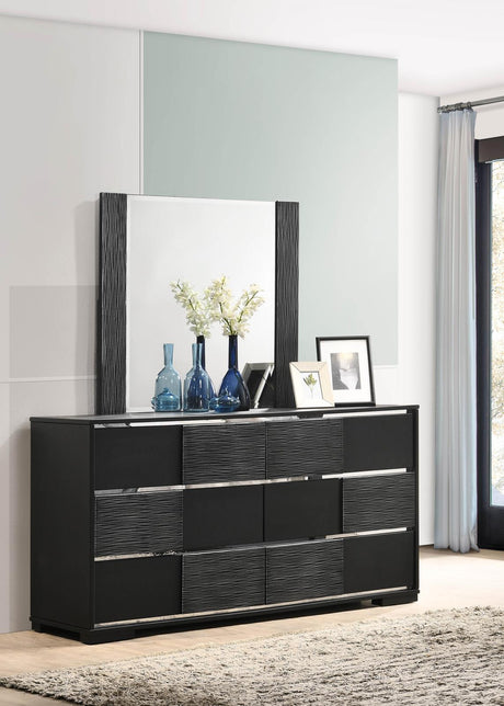Blacktoft 6-drawer Dresser with Mirror Black - 207103M - Luna Furniture