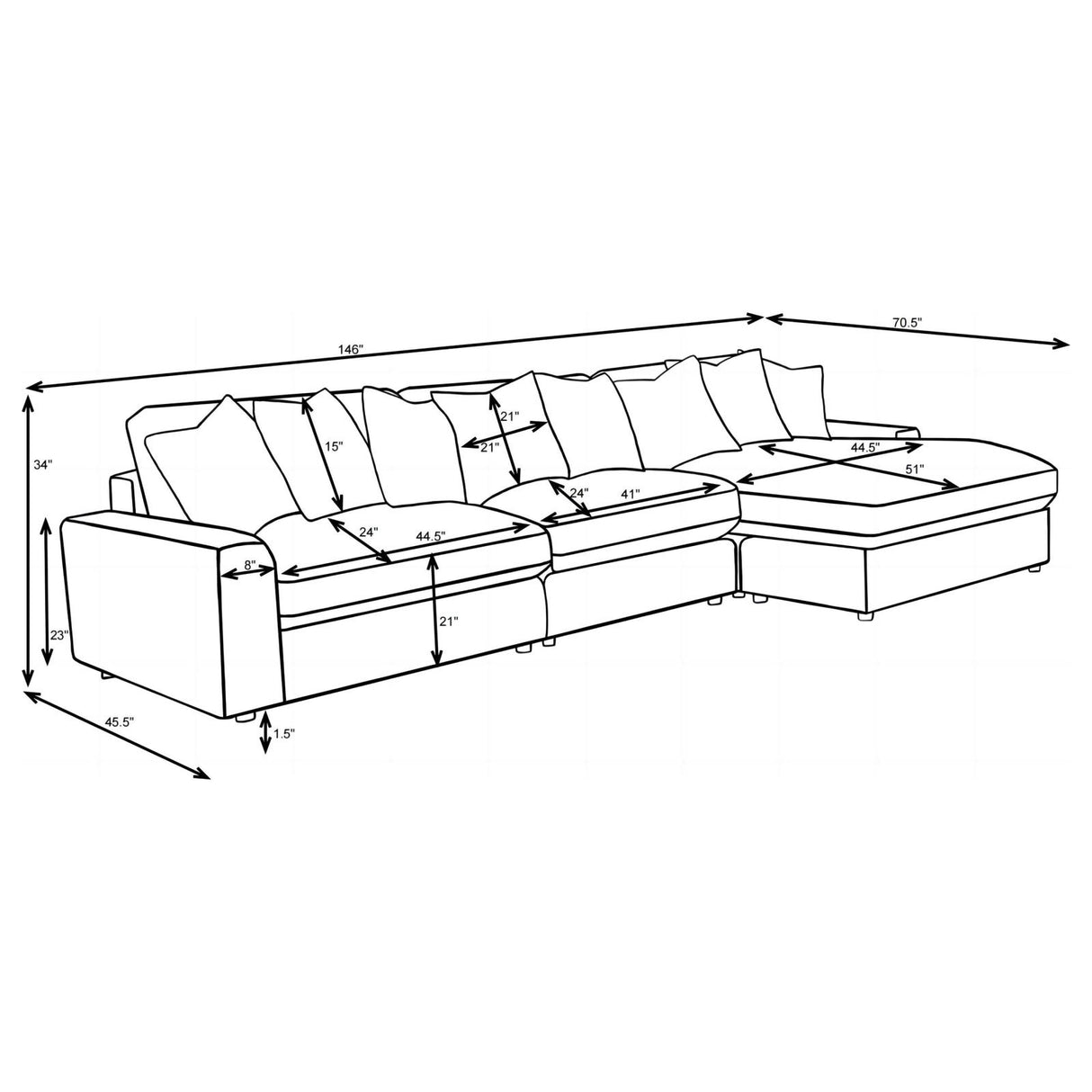 Blaine Fog Upholstered Reversible Sectional from Coaster - Luna Furniture