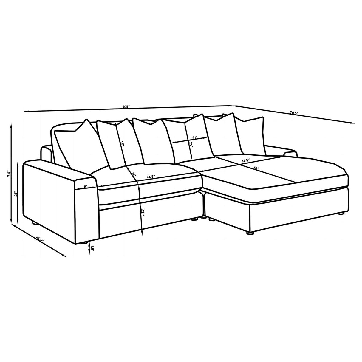 Blaine Sand Upholstered Reversible Sectional Sofa from Coaster - Luna Furniture