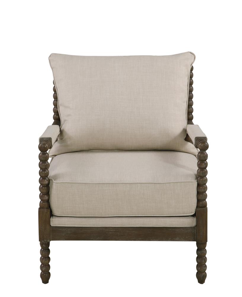 Blanchett Oatmeal and Natural Cushion Back Accent Chair from Coaster - Luna Furniture