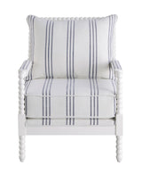 Blanchett White and Navy Upholstered Accent Chair with Spindle Accent from Coaster - Luna Furniture