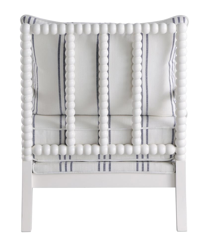 Blanchett White and Navy Upholstered Accent Chair with Spindle Accent from Coaster - Luna Furniture