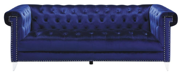 Bleker Tufted Tuxedo Arm Sofa Blue - 509481 - Luna Furniture