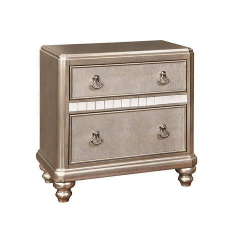 Bling Game 2-drawer Nightstand Metallic Platinum - 204182 - Luna Furniture