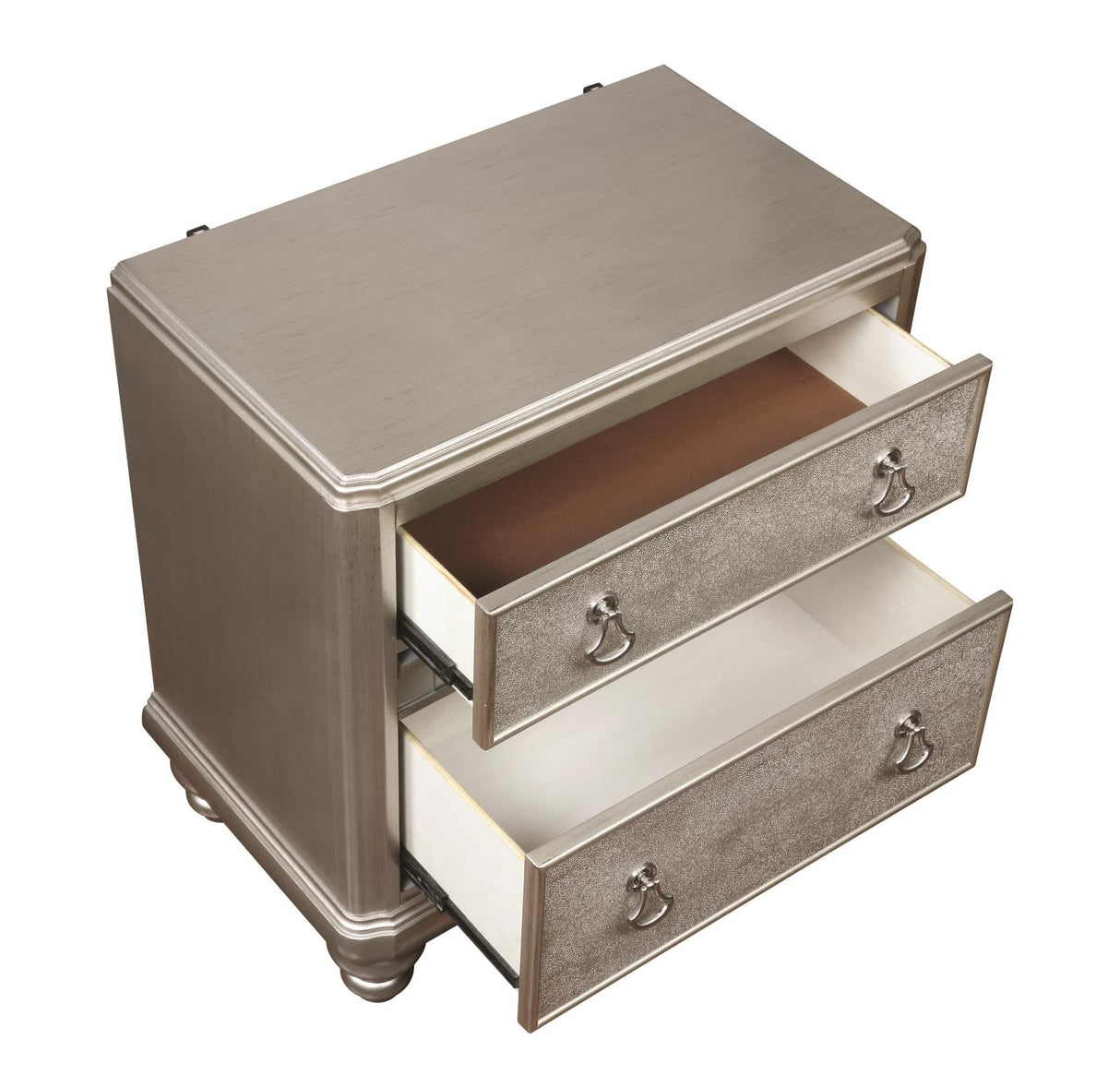 Bling Game 2-drawer Nightstand Metallic Platinum - 204182 - Luna Furniture